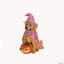 Statue de Golden Retriever d'Halloween avec chapeau de sorcière et citrouille lumineuse DEL