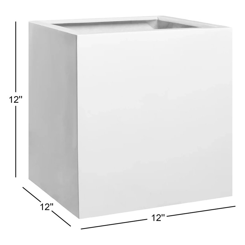 Eastvale Handmade Planter Box, White, 12" H x 12" W x 12" D