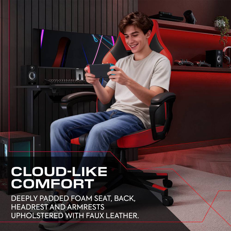 Tempest Ergonomic PC Office Gaming Chair, Red/Black