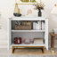 Armoire de rangement blanche et dorée avec 2 portes, armoire buffet moderne, armoire de cuisine avec buffet de rangement pour le salon