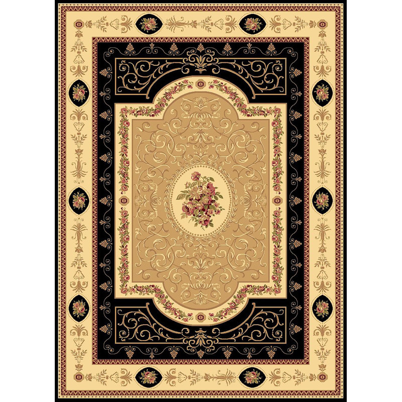 Ebony and Pearl Floral Traditional Area Rug, 7'10'' x 10'10''