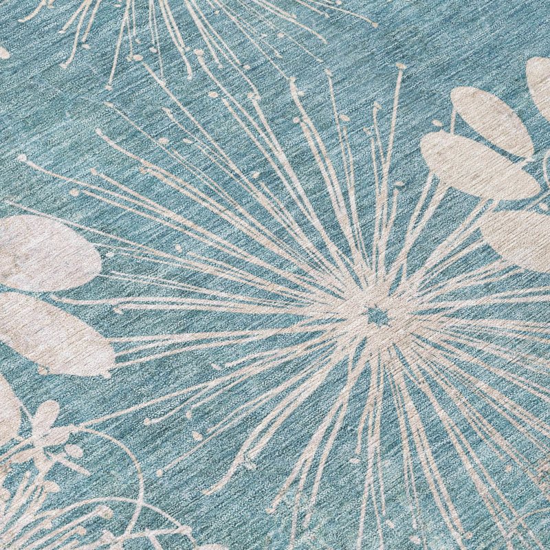 Tapis floral intérieur / extérieur lavable à la machine Kaczor ACN2225, Rectangle 1 pi 8 po x 2 pi 6 po