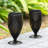 8.75"H Black Metal Cutout Geometric Pattern Solar Powered Outdoor Lantern With LED Light-122571941