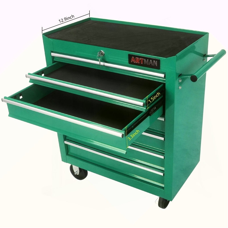 Chariot à outils multifonctionnel avec 7 roulettes - Vert, Vert