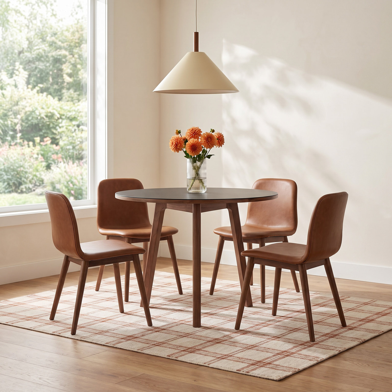 Apt Café Round Dining Table, 30" W x 30" L, Black, Walnut
