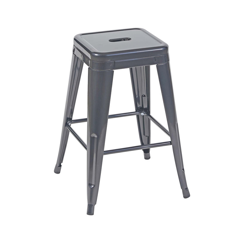 Backless Metal Bar Stools Set of 2 with Tool-Free Assembly, Gray