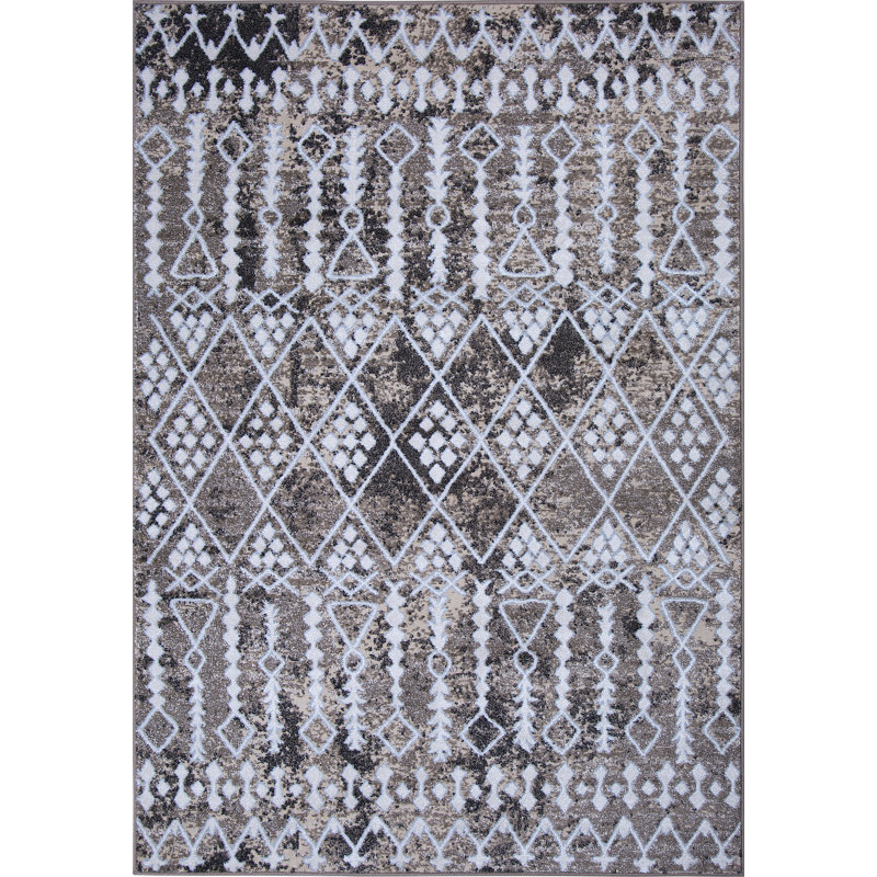 Tapis taupe tissé à la machine Taupe, Rectangle 5 pi 3 po x 7 pi 6 po