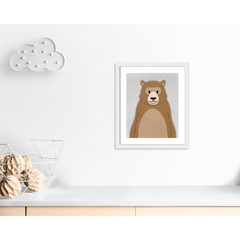 Adhésif décoratif Cheery Bear, H 24,5 po x l 20,5 po x P 0,6 po, Encadré plat blanc