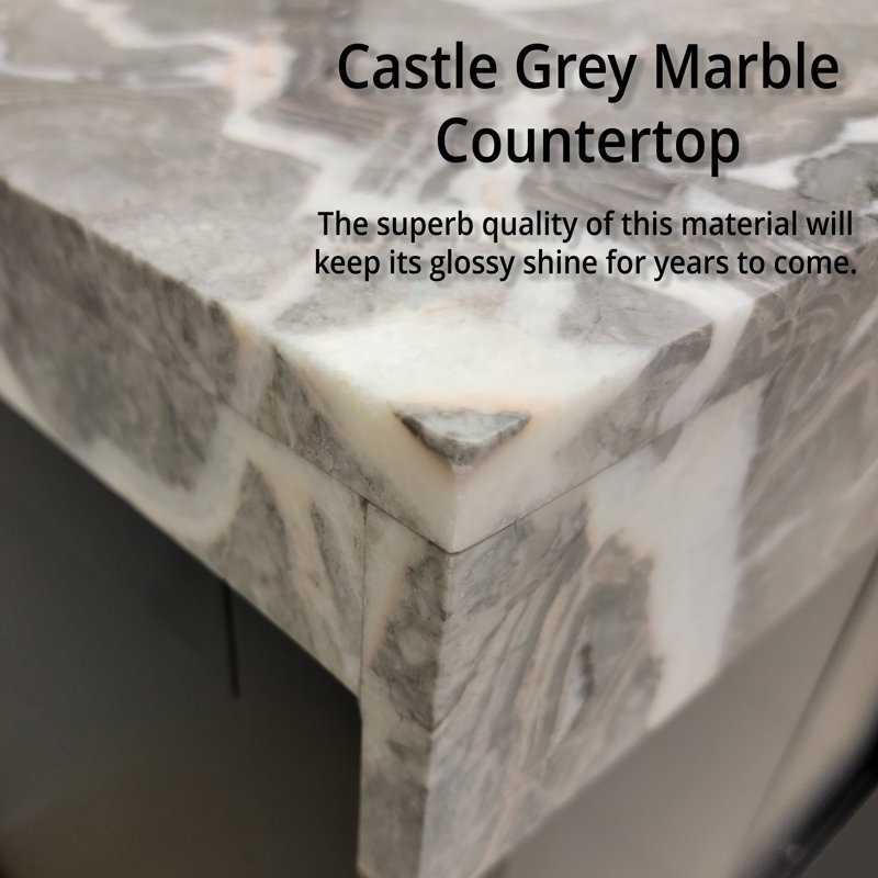 Armoire de salle de bain 55 pouces Latitude Run® Zilara en noir et gris, avec comptoir et robinet