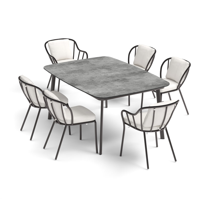 Ensemble de table de salle à manger, de fauteuils et de chaises d'appoint rectangulaires 63 po Malti, Horizon d'immeuble