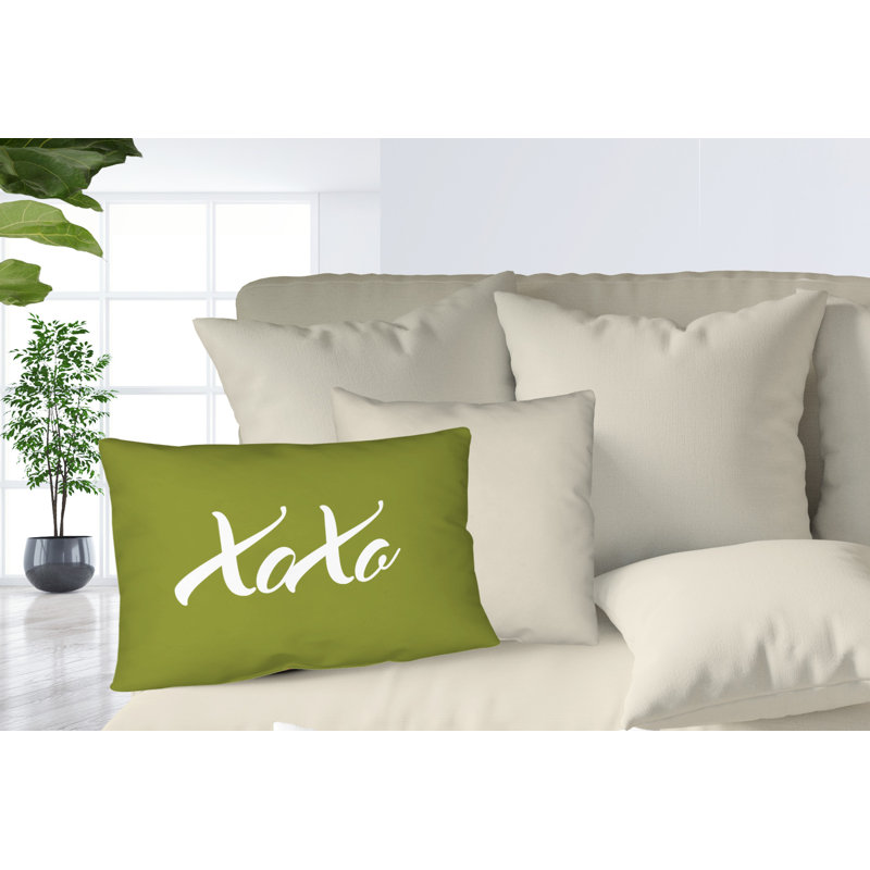 Housse et insert de coussin rectangulaire Asox Xoxo, Avocat