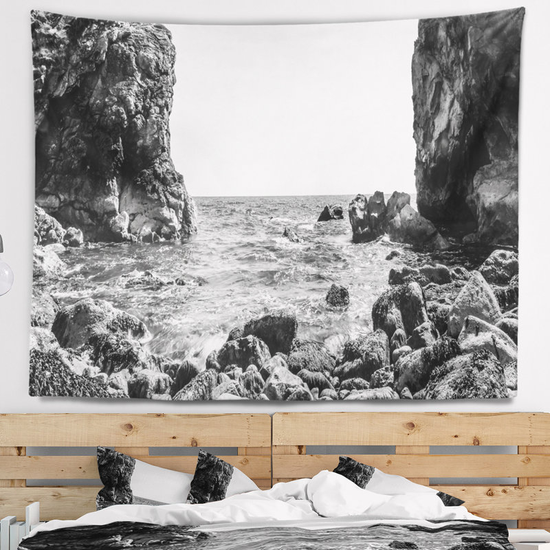 Tapisserie, paysage marin, falaises du bas, Dorset, Angleterre, H 32 po x l 39 po