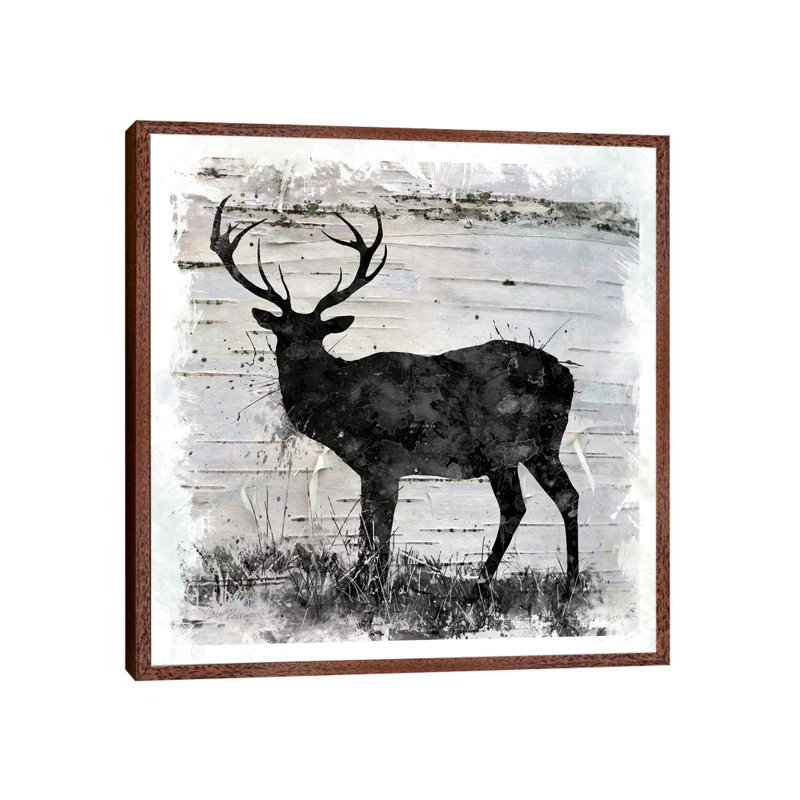 Birchbark Deer by Carol Robinson - Painting on Canvas, Classic Brown Wood Framed, 45.72 cm H x 45.72 cm W