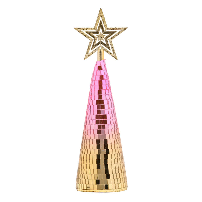 Pink & Gold Disco Ball Christmas Tree Ornament Large
