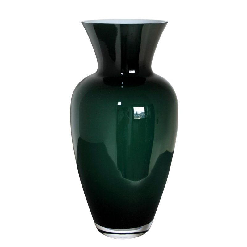 Paolino Glass Table Vase, Dark Green, 25.5" H x 12.75" W x 12.75" D