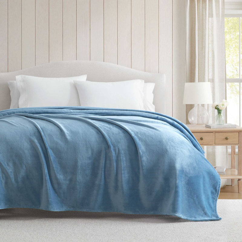 Couverture réversible unie Martha Stewart Bedford, Bleu, Grand lit