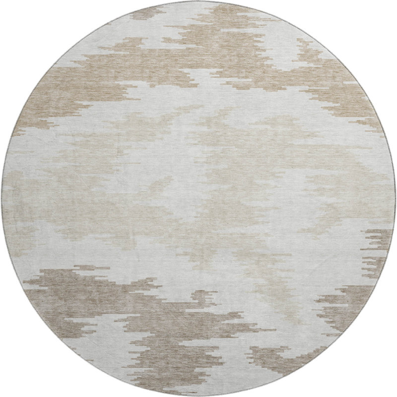 Premium Machine Washable Lisse Ivory Rug, Round 8'