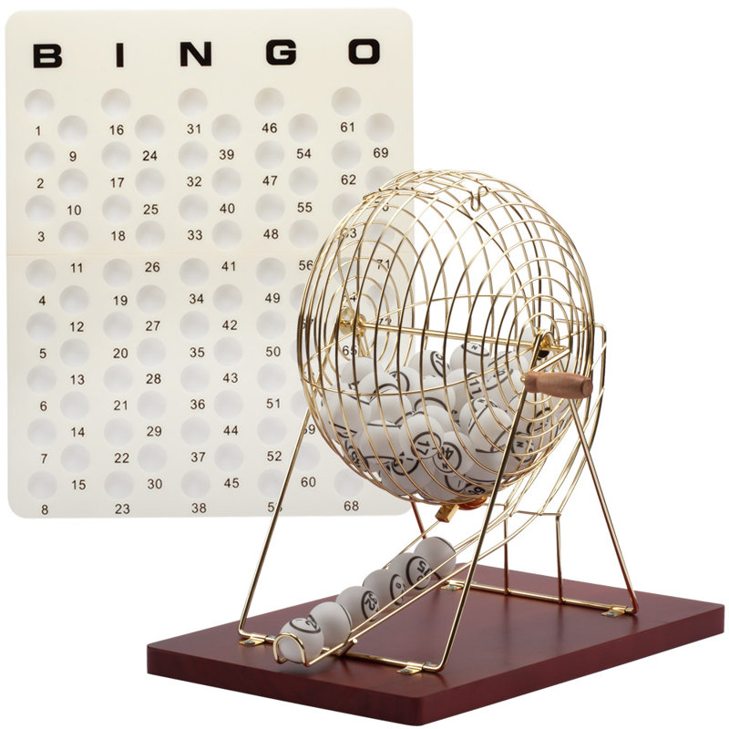 Grand ensemble de jeu de bingo avec cage de bingo, balles de ping-pong de 1,5 po, tableau principal pour les grands groupes