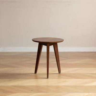 Table d'appoint ronde moderne en chêne massif de 45 cm de large