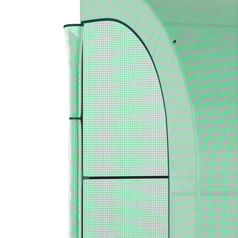 10' X 5' X 7' Lean To Greenhouse, Walk-In Green House, Plant Nursery With 2 Roll-Up Doors And Windows, PE Cover And 3 Wire Shelves