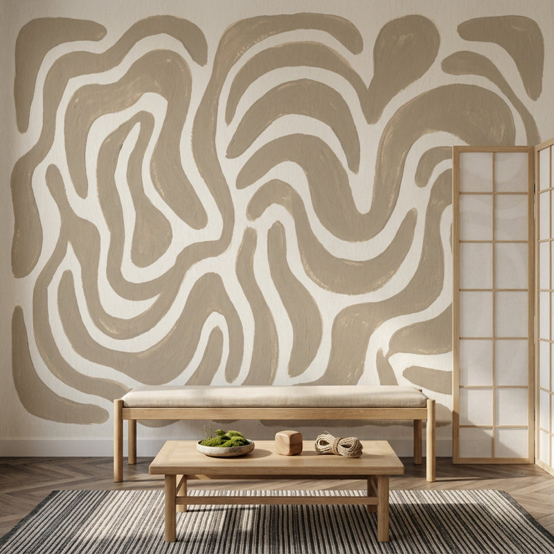 Papier peint moderne à motif abstrait sur fond blanc, 100 po x 96 po, Non tissé