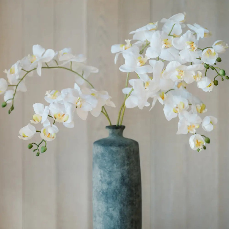 36" Artificial White Phalaenopsis Orchid Stems