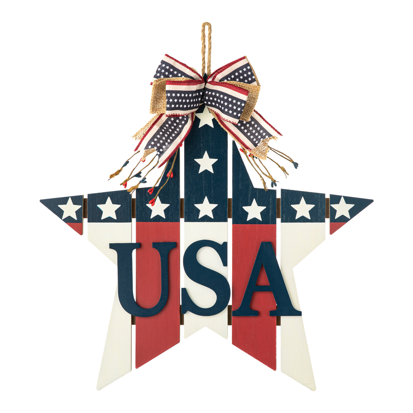 Patriotic/American Wooden Star Door Hanger