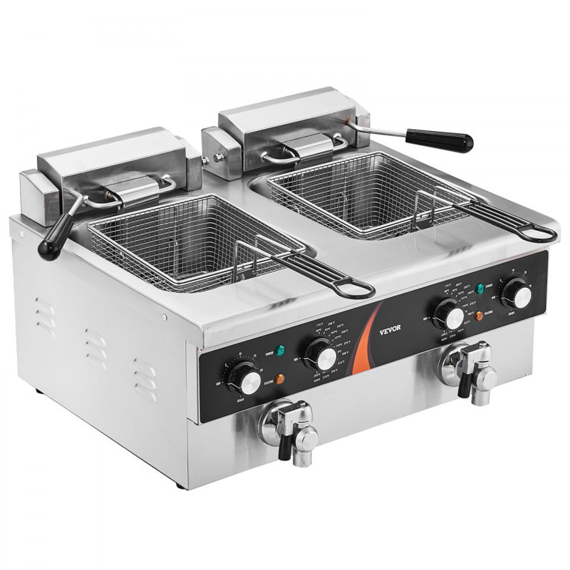 Friteuse électrique commerciale à double cuve 3500W 2 x 9 pte / 8,5 L