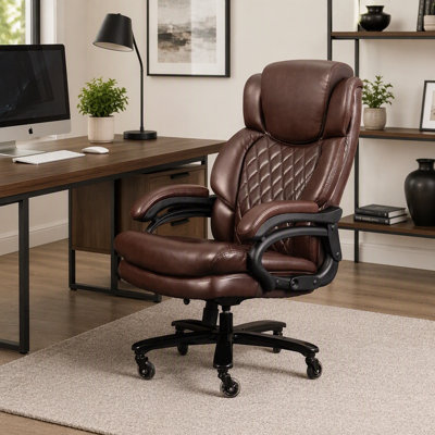Chaise de bureau grande et grande capacité de 500 lb avec siège à ressorts large, conception ergonomique, pivotant sur 360 degrés, idéale pour les personnes lourdes à la maison ou dans les bureaux de direction