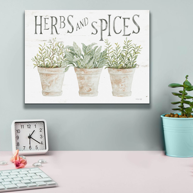 «Herbs and Spices» par Cindy Jacobs, art mural sur toile, H 12 po x l 16 po x P 0,75 po