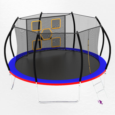 12' Round Backyard Trampoline With Safety Enclosure