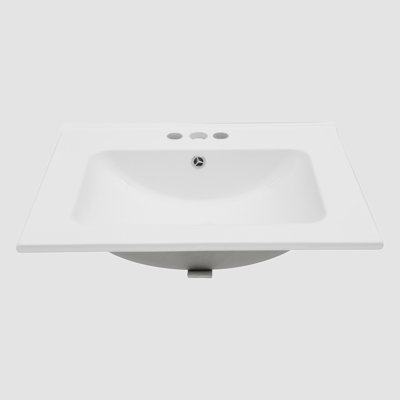 Lavabo de salle de bain rectangulaire en céramique avec trop-plein 19,7 po Go Peak Track