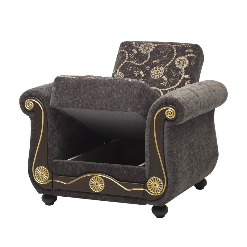 Fauteuil convertible 3 en 1 avec accoudoirs et tissu Amazon, Gris chenille