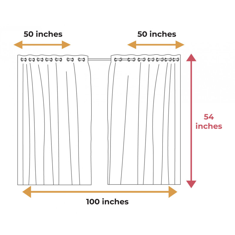 Silver Light Filtering Polyester Grommet Curtain Panels, 54" Length