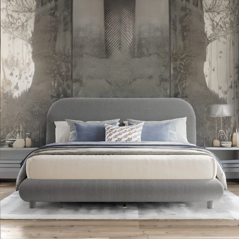 Lit plateforme 37 po Kestra, Gris, Grand