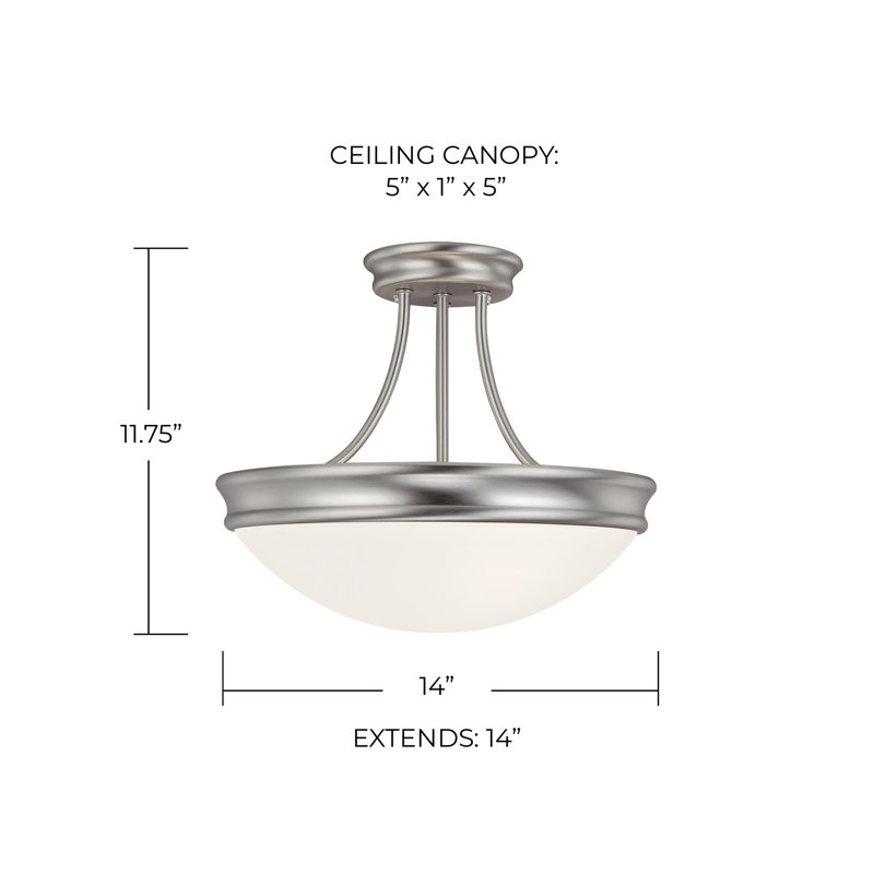 Plafonnier semi-encastré 3 lumières, Nickel