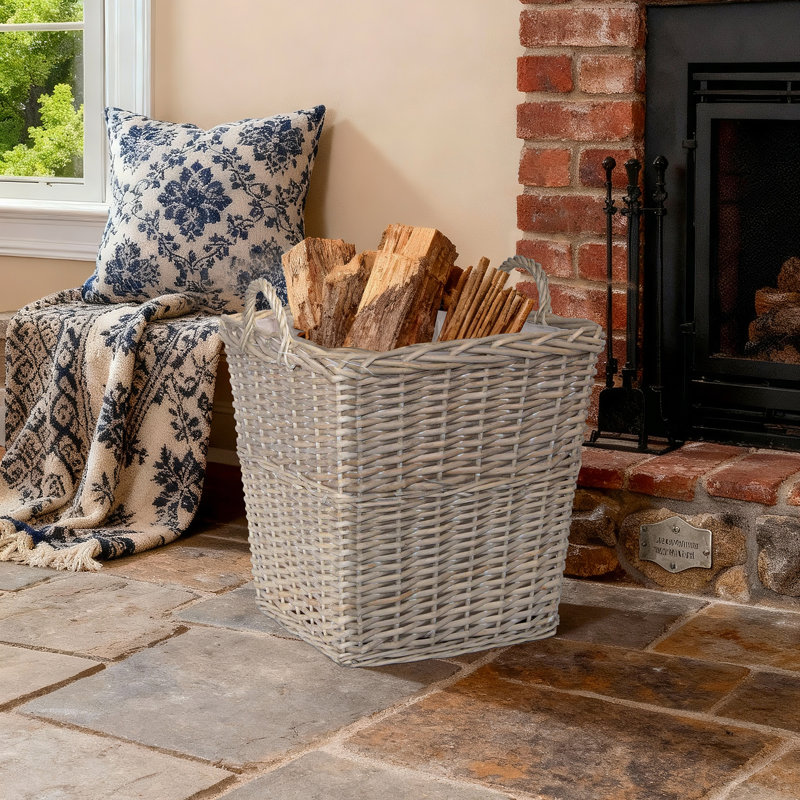 Square Wicker Fireside Log Basket