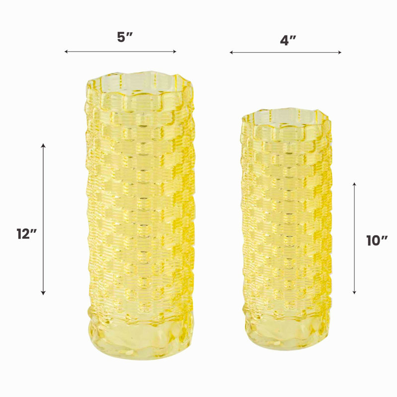 Aliauna Textured Glass Table Vase Set, Yellow
