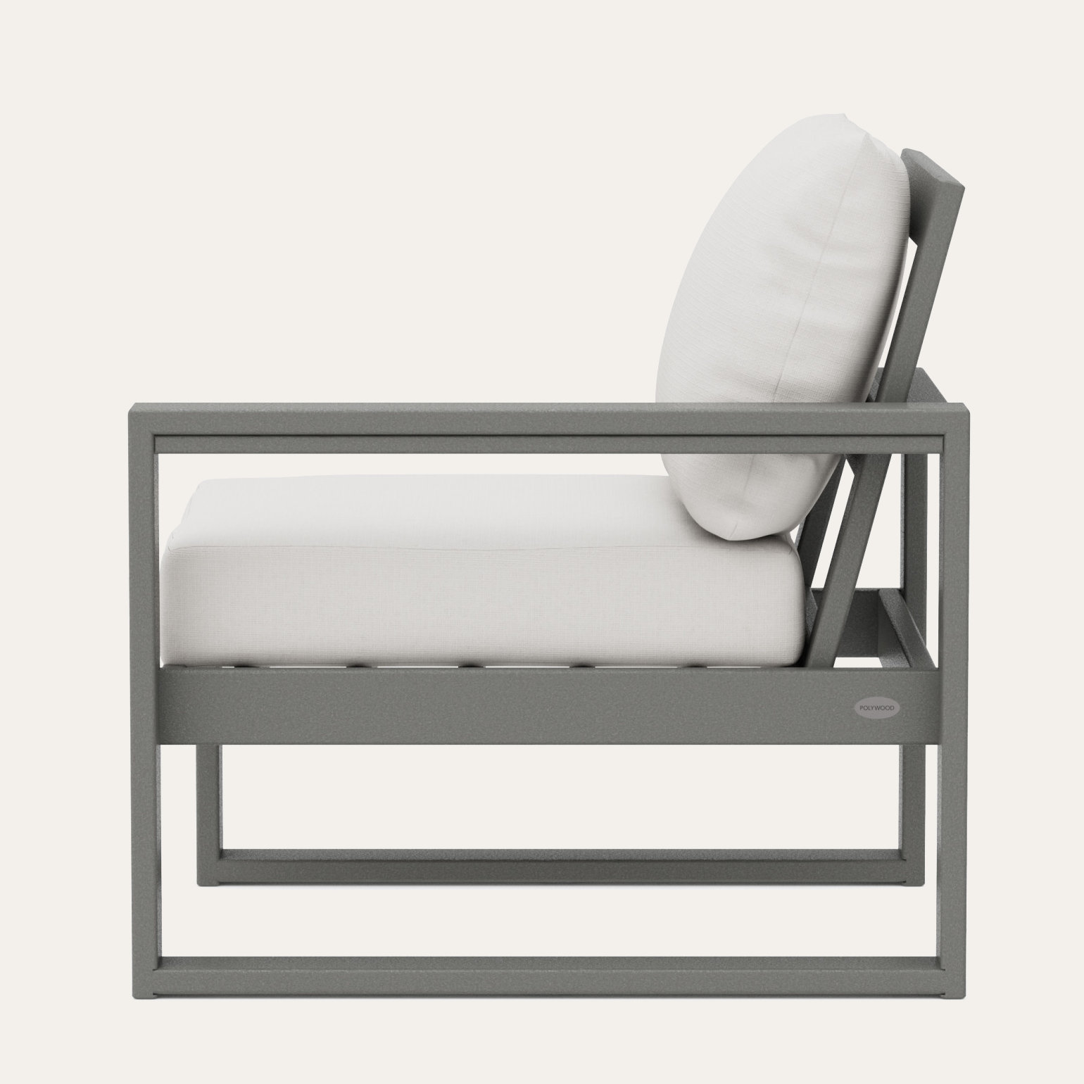 POLYWOOD Outdoor Lounge Chair, Natural Linen Revolution® Microfiber, Slate Gray