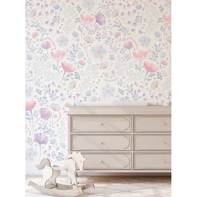 Panneau de papier peint texturé Lima Whimsy, L 96 po x l 48 po, Rose / mauve