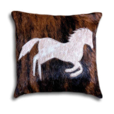 Cowhide Cushion Cover with Running Horse