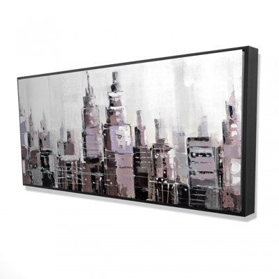 Abstract Grayscale Cityscape Print On Canvas