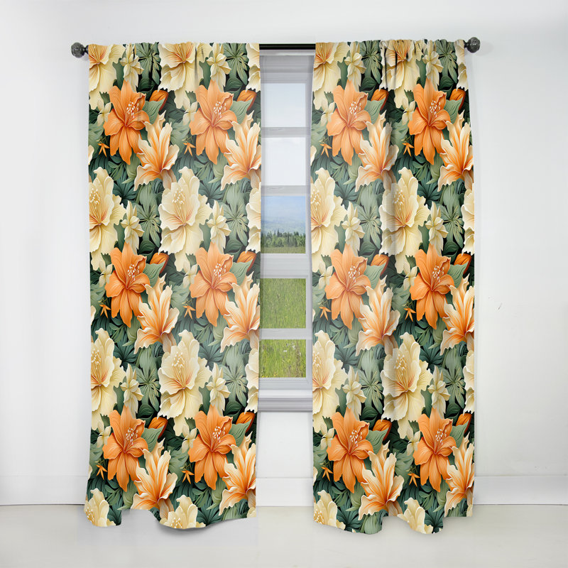Mangue Bloom motif tropical I - Rideau floral - Velours obscurcissant - 1 panneau, L 52 po x L 108 po