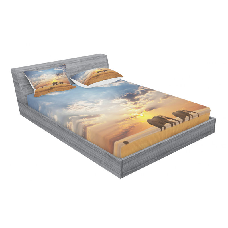 Safari Microfiber Sheet Set, Queen Sheet Set + Fitted Sheet + 2 Pillowcases