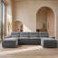 Grand canapé modulaire en forme de U de 141 po de largeur avec coussin à haut dossier, canapé modulaire rembourré à 6 places, canapé-lit avec méridienne