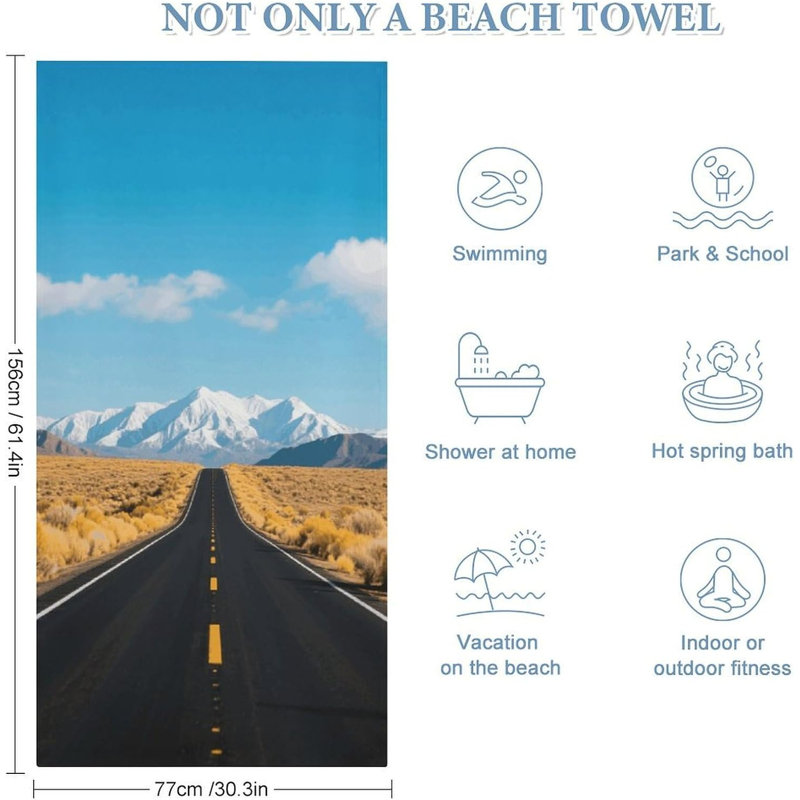 Serviette de plage en microfibre à séchage rapide 60 po x 80 po