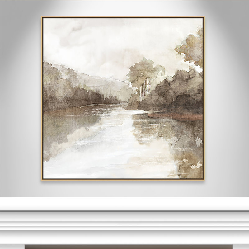 «Fall Nature Print» par Eva Watts, L 46,5 po x H 46,5 po, Toile avec cadre, Flotteur naturel