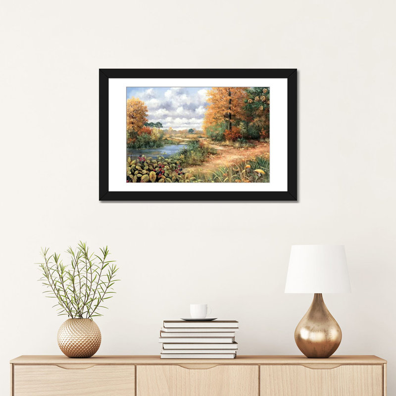 « automne time », impression sur toile, Blanc, Papier d'art encadré noir, H 16 po x l 24 po x P 1 po