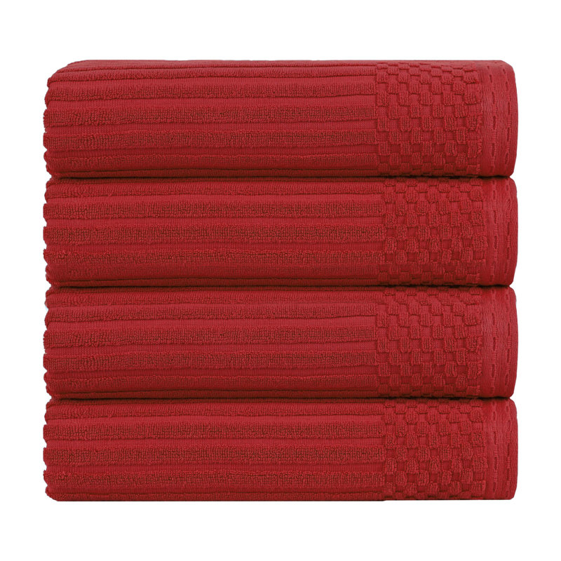Kaeleah 100% Cotton 4 Same-Size Set Guest Room Case Pack, Burgundy