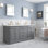72" Palace Collection Quartz Carrara Cashmere Grey Bathroom Vanity Set With Hardware in Satin Brass Finish And Only Mirrors in Chrome Finish